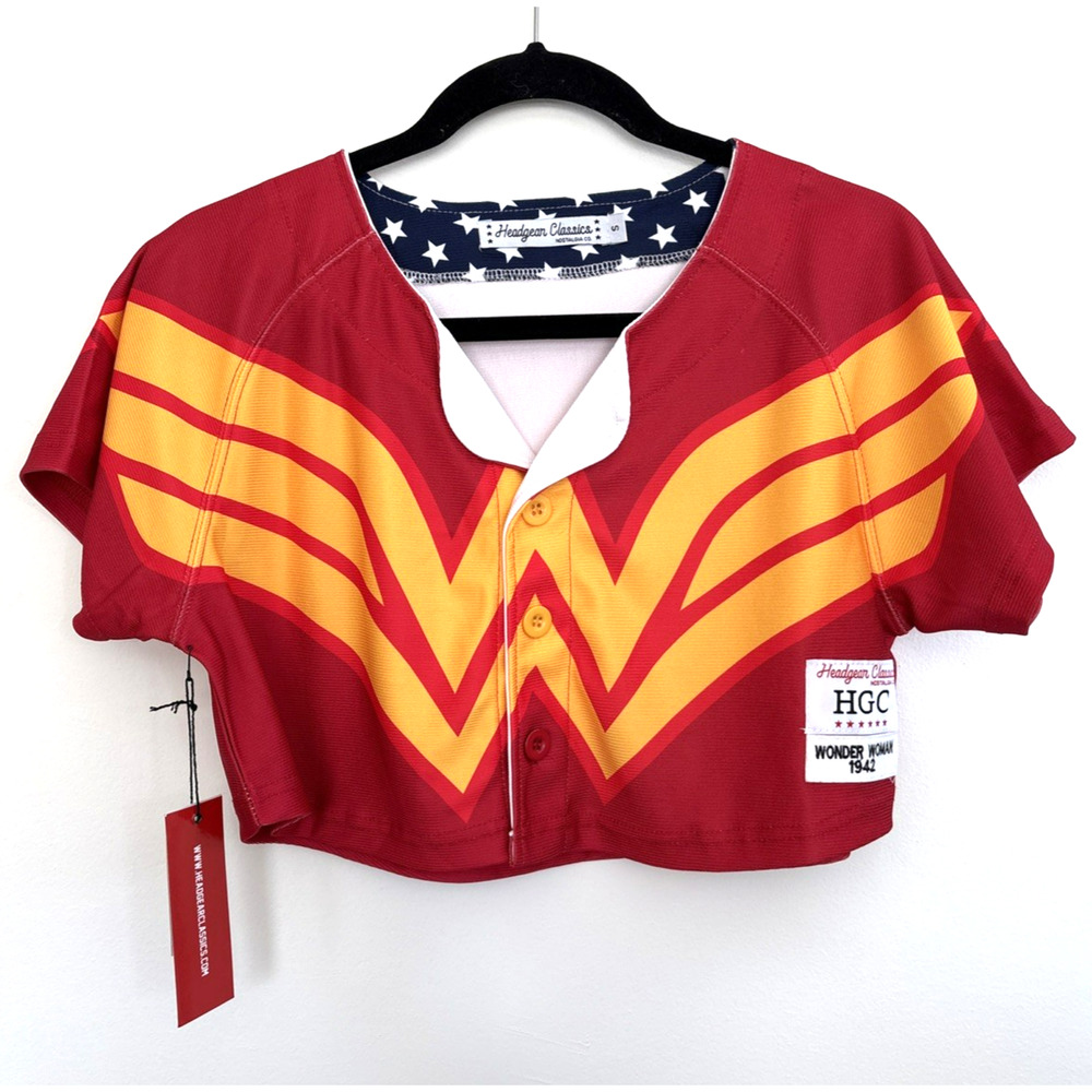 Headgear Classics Wonder Woman Crop Baseball Jersey Retro Geek Chic Comiccore| S